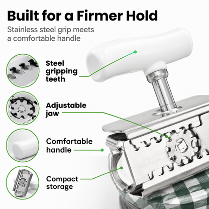 for Seniors with Arthritis, Jar Opener for Weak Hands, Kitchen Tool With Lid Opener Tool, Adjustable Grip Stainless Steel for Opening, Fits Lids 2.5–10cm